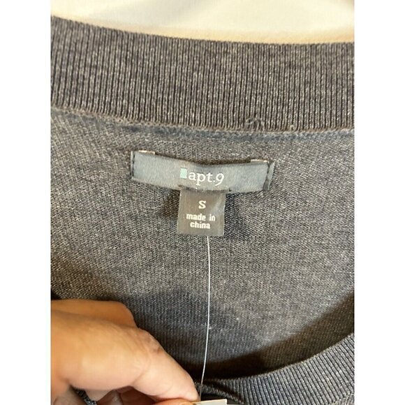 Apt 9 Womens Cardigan Sweater Small Ruched Sleeves Big Buttons NWT Heather Gray - Picture 6 of 9